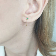 Load image into Gallery viewer, Gold Chain Emerald Earrings
