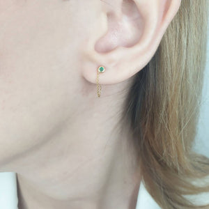 Gold Chain Emerald Earrings