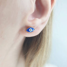 Load image into Gallery viewer, Gold evil eye earrings
