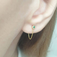 Load image into Gallery viewer, Gold Chain Emerald Earrings
