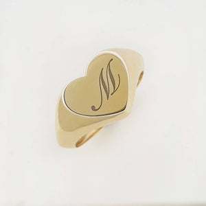 Gold Heart Signet Ring