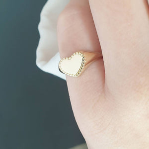 Custom gold heart ring