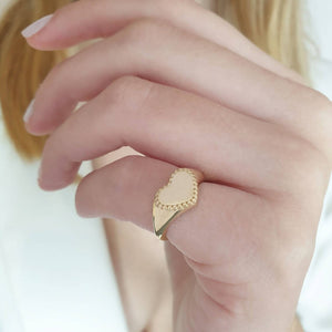 Custom gold heart ring