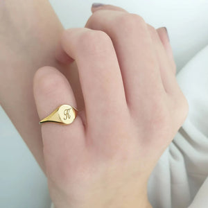 Gold Initial Signet Ring