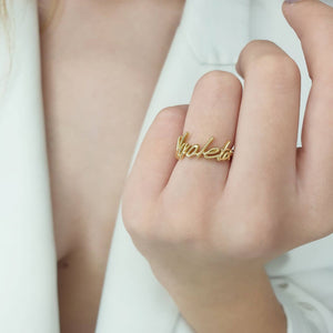 Ηandwritten ring gold