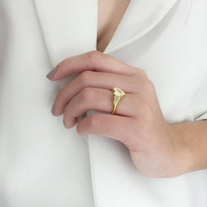 Gold Heart Signet Ring