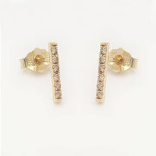 Load image into Gallery viewer, Brown Diamond Bar Earrings
