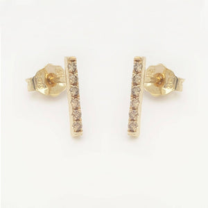 Brown Diamond Bar Earrings