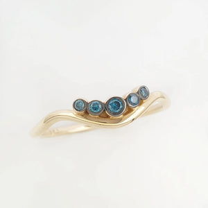 Wave Ring With Blue Diamonds