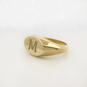 Oval Signet Ring Made of Real Solid Gold