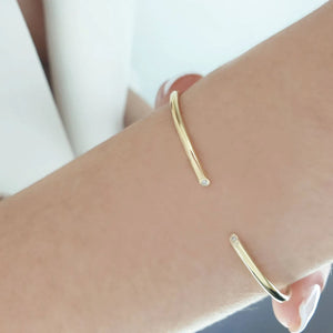 Gold Open Bangle With Diamonds