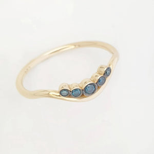 Wave Ring With Blue Diamonds