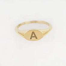 Load image into Gallery viewer, Engraved Initial Oval Signet Ring
