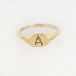Engraved Initial Oval Signet Ring