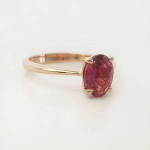 Oval Pink Tourmaline Solitaire Ring