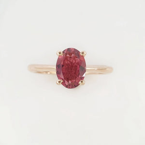 Oval Pink Tourmaline Solitaire Ring