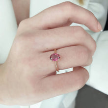 Load image into Gallery viewer, Oval Pink Tourmaline Solitaire Ring
