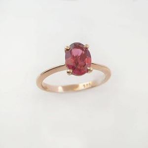 Oval Pink Tourmaline Solitaire Ring