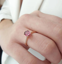 Load image into Gallery viewer, Oval Pink Tourmaline Solitaire Ring
