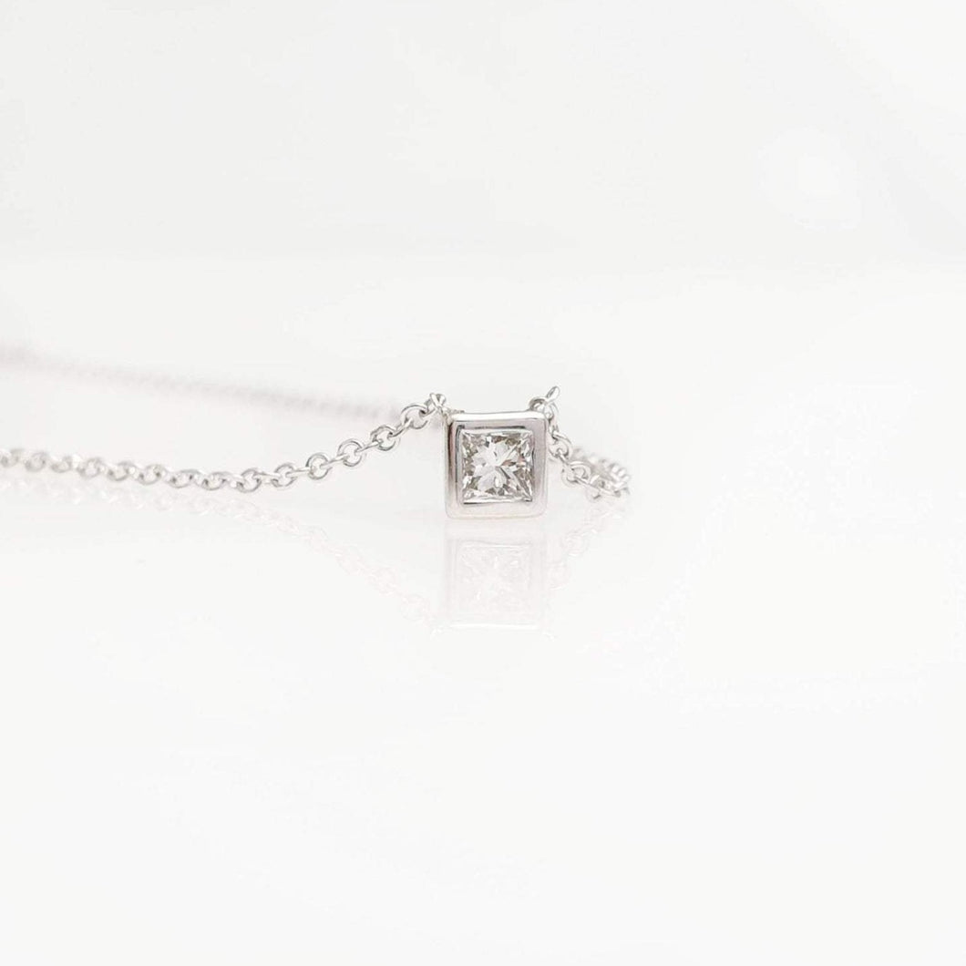 Princess Cut Solitaire Necklace