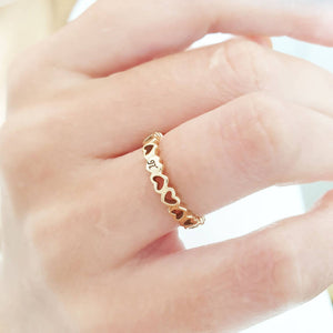 Tiny Hearts Ring In Solid Gold