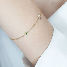 Load image into Gallery viewer, Emerald Bracelet With Letter D
