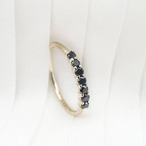 Black Diamonds Ring In Solid Gold