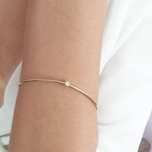Load image into Gallery viewer, “Wave” Bangle with diamond in solid gold
