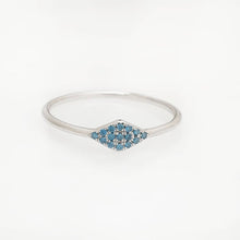 Load image into Gallery viewer, Triangle ring with blue diamonds
