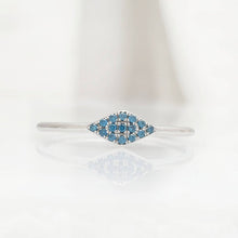 Load image into Gallery viewer, Triangle ring with blue diamonds
