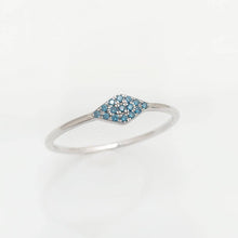 Load image into Gallery viewer, Triangle ring with blue diamonds
