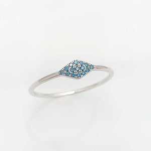 Triangle ring with blue diamonds