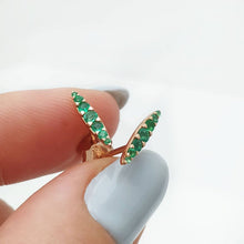 Load image into Gallery viewer, Gold marquise earrings emerald
