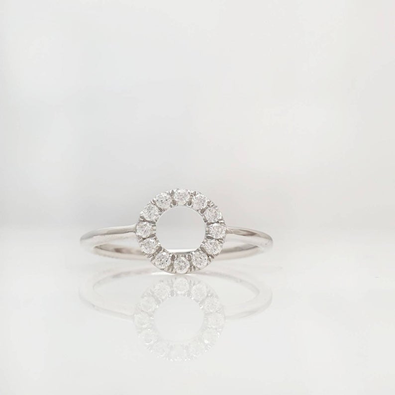 Diamond Open Circle Ring