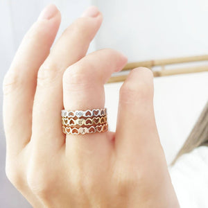 Tiny Hearts Ring In Solid Gold