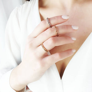 Tiny Hearts Ring In Solid Gold