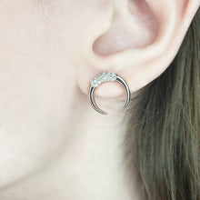Load image into Gallery viewer, Double Horn Earrings With Diamonds
