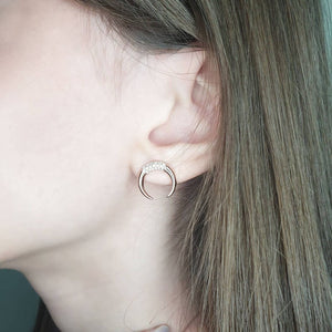 Double Horn Earrings With Diamonds