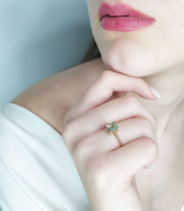 Green Tourmaline Gold Ring