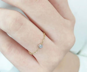 Gold Chain Ring With Diamond