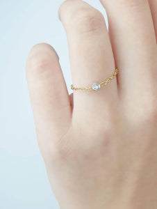 Gold Chain Ring With Diamond