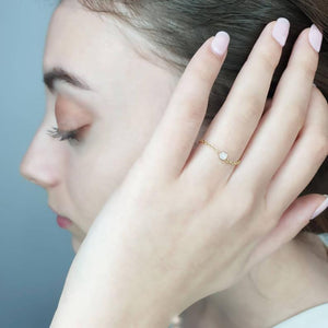 Gold Chain Ring With Diamond