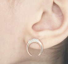 Load image into Gallery viewer, Double Horn Earrings With Diamonds
