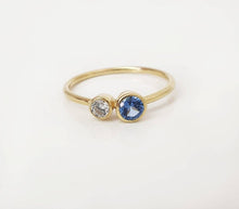 Load image into Gallery viewer, Blue and white diamond ring
