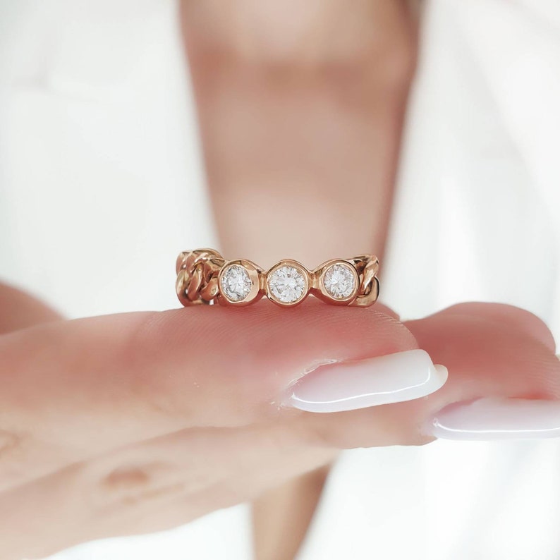 Chain Gold Diamond Ring
