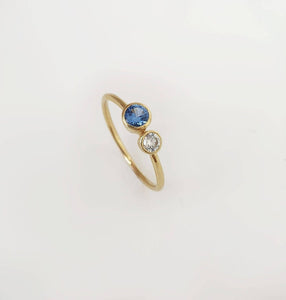 Blue and white diamond ring