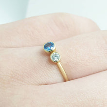 Load image into Gallery viewer, Blue and white diamond ring
