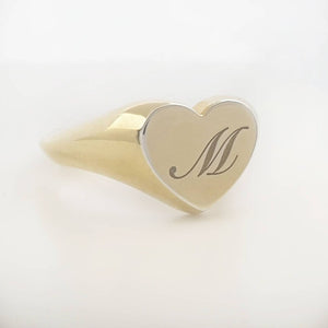 Gold Heart Signet Ring