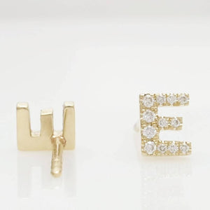 Diamond Initial Earrings