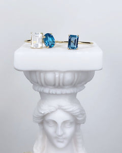 Ring With Malachite White And London Blue Topaz